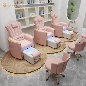 Fauteuil de pédicure électrique rose inclinable pour salon de manucure, spa, massage des pieds, siège réglable avec lampe LED - Product Image 6