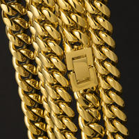 Vente en gros plaqué or véritable 18K Collier Bijoux Chaîne Hip Hop Acier inoxydable 316L Miami Chaîne à maillons cubains pour hommes femmes