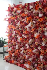 Parete Floreale per Matrimonio con Rose <span class=keywords><strong>Rosa</strong></span> <span class=keywords><strong>e</strong></span> Bianche, Sfondo di Fiori Artificiali, Parete Floreale 3D per Matrimonio - Product Image 4