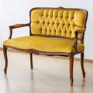 Divano a Due Posti in Legno Massello Intagliato Stile Country Americano per <span class=keywords><strong>Camera</strong></span> <span class=keywords><strong>da</strong></span> Letto o Soggiorno, Poltrona <span class=keywords><strong>Antica</strong></span> - Product Image 2