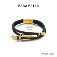 Bracelet en corde tressée en cuir avec fermoir en acier inoxydable, multi-brins, réglable, style bohème tendance pour homme