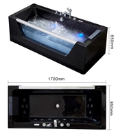 Bañeras de cristal negro de lujo para adultos, bañeras acrílicas de hidromasaje, gran oferta, nuevo diseño