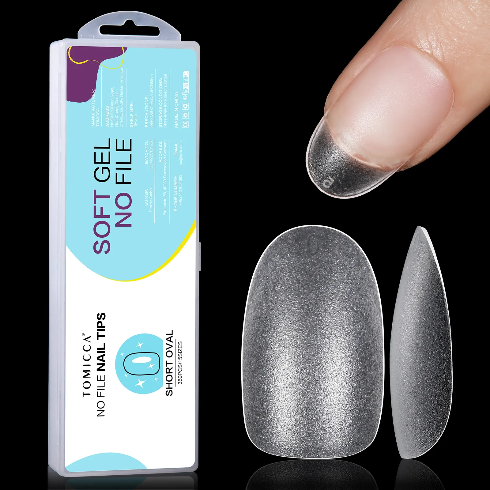 ZRKGEL 360 Stück weiche Gel-Nagelspitzen keine gefilterten volldeckenden Acryl-klaren gefälschten Nagelspitzen für die Nagelverlängerung 15 Größen Nagelfarbe