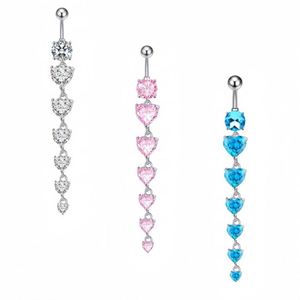 Piercing de nombril élégant en acier inoxydable pour femme, avec pendentif cœur long, idéal pour les mariages et comme cadeau de bijoux de piercing corporel - Product Image 6
