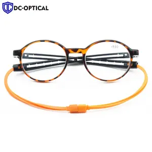 Fashion Hot Magnet Eyewear Men and Women Adjustable Hanging Neck Long Silicone Temples Magnetic Reading Glasses