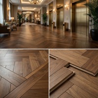Parquet en bois franc à chevrons, parquet en noyer noir d'Amérique du Nord, parquet contrecollé, parquet en bois d'ingénierie, noyer