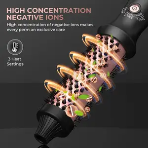 Hair Curling Iron Brush Hot Curling Comb Ceramic Rotating Curling Iron Electric Heated Round Brush Hair Styler Tool