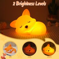 Veilleuse de nuit rechargeable en forme de renard, lampe tactile à intensité variable avec minuterie, lampe de chevet en silicone spongieuse pour enfants, garçons et filles