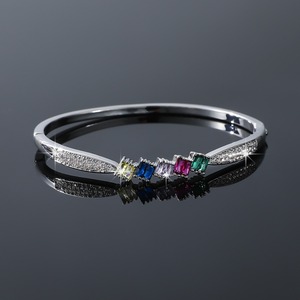Fashion Bangle <b>Copper</b> Alloy Zircon <b>Bracelet</b> For Women Geometric Design Gift Jewelry Gold Silver Color - Product Image 3