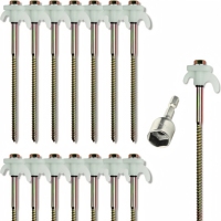 Sunrise 56906BOX-PLUS Piquets de tente en acier à vis, tête en plastique gris, lot de 20 pièces, multifonction, toutes saisons, boîte en plastique