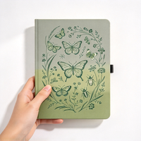 Carnet personnalisé à couverture rigide en PU avec motif papillon, élastique et pages pointillées – Idéal comme cadeau de papeterie