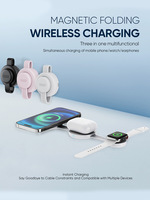 Chargeur magnétique sans fil 3-en-1 pliable, station de charge rapide pour téléphone portable, montre connectée, écouteurs, chargeur sans fil portable