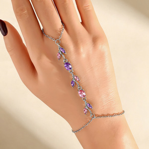 Bracelet chaîne et maillons en alliage de zinc PFT, style mitaine, motif floral et feuille, tendance, pour <span class=keywords><strong>femme</strong></span>, avec bracelet parfait – Meilleure vente - Product Image 3