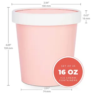 Бумажная чашка для мороженого с крышкой и ложкой, 200 мл