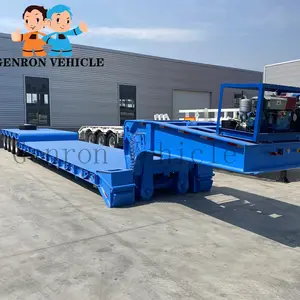 Heavy Duty 3600 Mm Có Thể Tháo Rời Cổ Ngỗng Sàn Phẳng Thấp Giường Bán Trailer Xe Tải Thấp Tải Rộng Bán Trailer Với Xi Lanh Thủy Lực