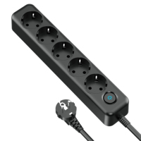 Outlet Power Strip 16 A 4000 W 5 Cables de alimentación de CA Enchufe de extensión Cable de extensión eléctrico universal de Europa