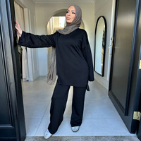 R-386 Islamisches Modest-Kleidungsset für Damen: Hochwertiger Winter-Kimono-Abaya mit Oversize-Tunika und Passender Hose