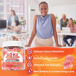 Suplemen Gummy Vitamin D3 10000IU K2 200MCG Rasa Persik Alami Label Pribadi OEM dengan Kalsium Magnesium & Seng - Product Image 3