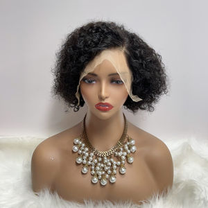 F408 vente en gros 13x4 pleine perruque frontale en dentelle perruques brésiliennes de cheveux humains bruts Pixpe Cut Bob - Product Image 1