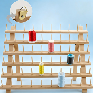 <span class=keywords><strong>Support</strong></span> à fils en bois pour 60 bobines/organisateur de fils avec crochets de suspension pour fils de broderie, de quilting et de couture - Product Image 1