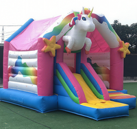 Château gonflable d'extérieur GOLDEN ART BC-452 en PVC, combinaison toboggan et trampoline en forme de licorne, maison de rebondissement 5 en 1, best-seller
