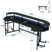 Nouveau design, bureau d'ordinateur très vendu, poste de travail PC, table de jeu avec bandes LED