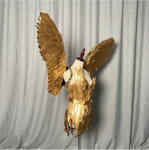 Costume d'ailes d'ange dorées pour femme adulte, en soie/coton, imprimé lumineux, pour Halloween, avec fond doré brillant, pour carnaval et spectacle - Product Image 2