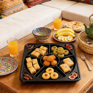 Plateau à dessert en PET avec couvercle transparent, logo/graphisme personnalisable, style moyen-oriental, pour desserts et noix - Product Image 6