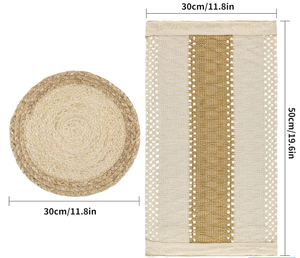 Ensemble <span class=keywords><strong>de</strong></span> napperons <span class=keywords><strong>de</strong></span> style ferme Boho faits à la main 6 tapis <span class=keywords><strong>de</strong></span> <span class=keywords><strong>table</strong></span> tissés en paille d'eau tissés décor en <span class=keywords><strong>macramé</strong></span> pour - Product Image 4