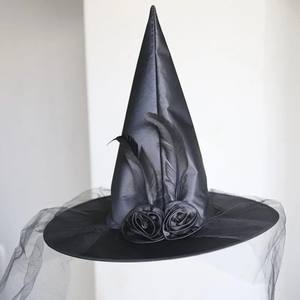RTS Venta Halloween Adulto Danza Vestir Pluma Rosa <span class=keywords><strong>Bruja</strong></span> Cosplay Fantasma Festival Productos Sombrero - Product Image 5