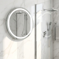 Espejo LED Redondo de Pared con Retroiluminación, Diseño Moderno, Clasificación IP44, Alimentado por Enchufe, para Uso en Baños