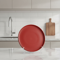 Service de vaisselle classique de luxe en céramique, 4 pièces, en grès émaillé rouge, résistant au lave-vaisselle, au four et à la chaleur