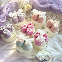 Bougie parfumée artisanale élégante en dentelle dégradée, motif tulipe, pour l'ambiance des fêtes, cadeau de mariage, parfum d'ambiance fait main