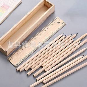 Estuche de madera para lápices con regla, organizador de escritorio, soporte para papelería para uso en oficina y escuela - Product Image 3