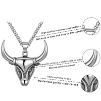 Kalung Liontin Sapi MECYLIFE dari Baja Anti Karat, Kalung Tanduk Kerbau, Perhiasan Hiphop Pria, Kalung Banteng