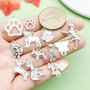 Pendentifs en alliage d'argent en forme de chien, designs variés pour la fabrication de bijoux, bracelets et colliers DIY - Product Image 2