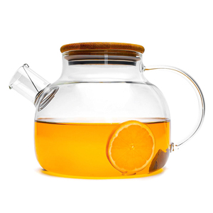 Rõ ràng Glass Tea Kettle Set nắp tre có thể tháo rời Bộ lọc vòi ấm trà cho cắm trại nước lỏng lá trà trái cây truyền bình - Product Image 1