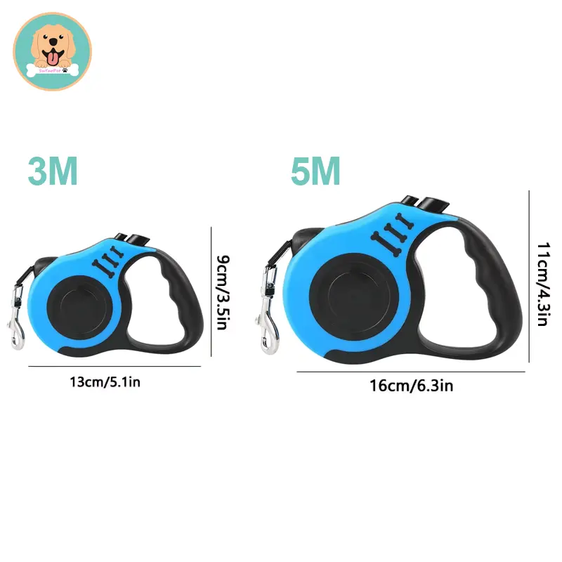 ขายส่งโลโก้ที่กําหนดเองสําหรับงานหนัก 3/5M สายจูงสุนัขสะท้อนแสงอัตโนมัติแบบยืดหยุ่นแบบยืดหดได้