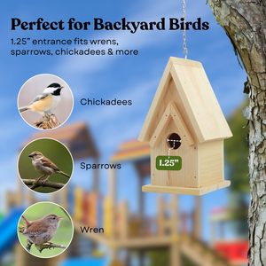 Nichoir en bois fait main à peindre, poulailler Cardinal <span class=keywords><strong>Rennes</strong></span>, nichoir suspendu, décoration de jardin et de cour - Product Image 4