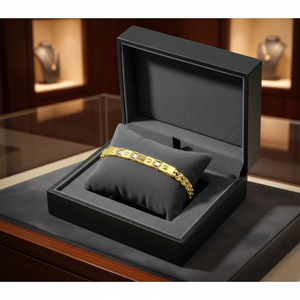 Bracelet élégant en or 22 carats avec un design carré et rectangulaire pour hommes et femmes, accessoires de mode - Product Image 4