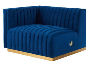 Winforce Conjureチャンネルタフテッドパフォーマンスソファソファラグジュアリーブルーベルベット3シーターソファラブシート - Product Image 4