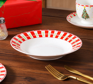 Wholesale Custom Merry Christmas Tree Ceramic <b>Dinnerware</b> <b>Set</b>, Festive Porcelain Tableware <b>for</b> Xmas Party, Free Design Available - Product Image 6
