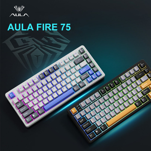 AULA Fire 75 CNC Aluminum 3 Mode Wired BT 2.4G Wireless RGB Hot Swap RGB Mechanical Keyboard