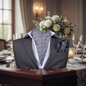 Gray Luxury Exquisite Digital Printed Cloth Ascot Hanky Wedding <b>Gift</b> <b>Set</b> - Product Image 3