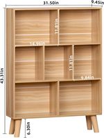 Étagère à livres rustique en bois à 7 niveaux avec pieds naturels, rangement autoportant robuste pour chambre, salon et bureau