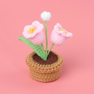 Decoración de Flores en <span class=keywords><strong>Maceta</strong></span> de Crochet Hecha a Mano, Mini Planta Artificial de Hilo Tejido | Adorno Floral Amigurumi para el Hogar y la Oficina - Product Image 2