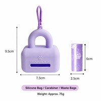 Distributeur de sacs à déjections pour animaux de compagnie en silicone personnalisé, avec mousqueton pour laisse, étui portable et mignon pour promenades
