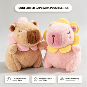 Peluche Capybara <span class=keywords><strong>Kawaii</strong></span> en Gros avec Col, Yeux Fermés, Texture Douillette et Moelleuse, Rembourrage en Coton Résistant – Cadeau d'<span class=keywords><strong>Anniversaire</strong></span> pour Enfants - Product Image 1