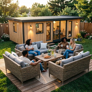 Cabane préfabriquée <span class=keywords><strong>pour</strong></span> jardin d'invités avec <span class=keywords><strong>salle</strong></span> <span class=keywords><strong>de</strong></span> réception sécurisée et portes verrouillables <span class=keywords><strong>pour</strong></span> garantir l'intimité lors des réunions - Product Image 4