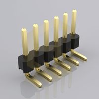 Connecteur de broches mâle à angle droit 90 degrés, pas de 2,54 mm, simple rangée, PZ254-1-6-W
